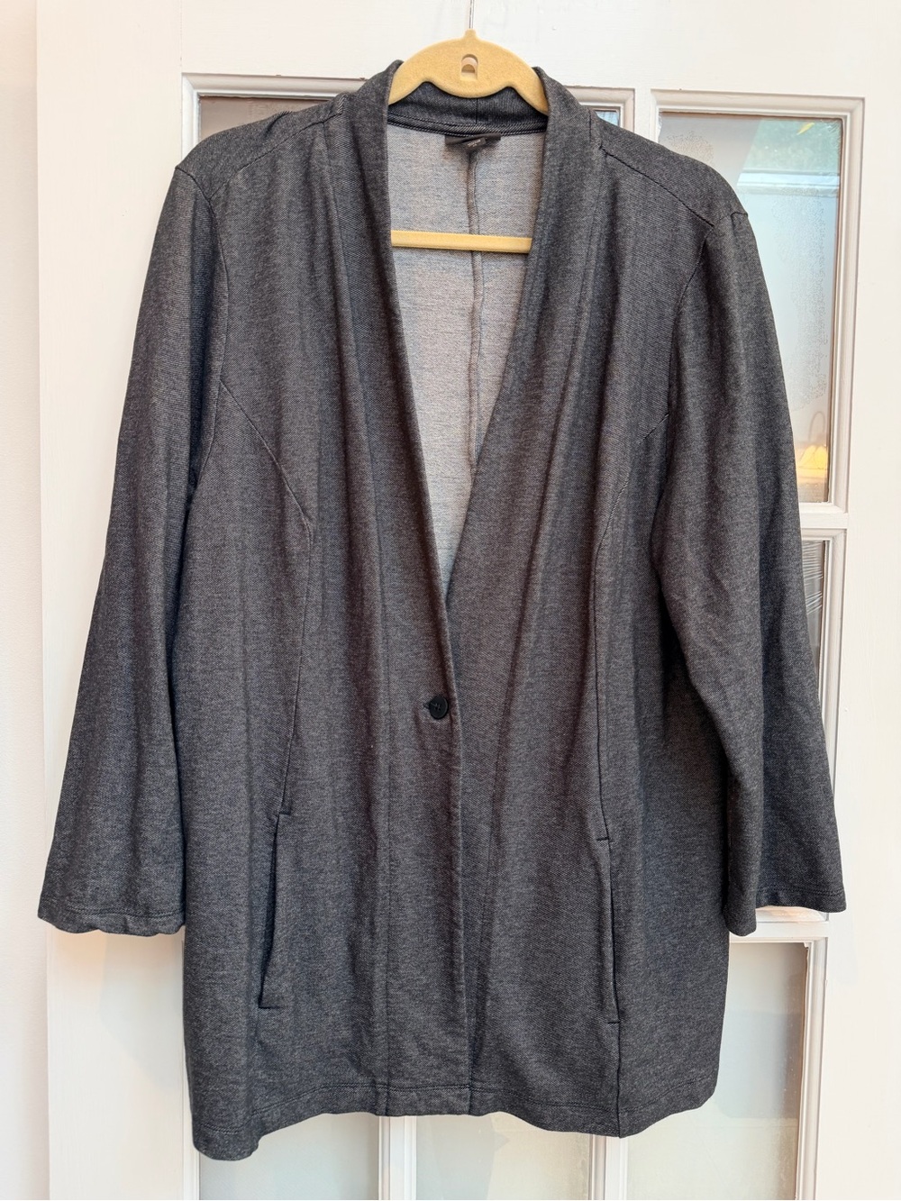 J. Jill Knit Gray Chic Wearever Collection Stretch Cardigan Sweater Size XL